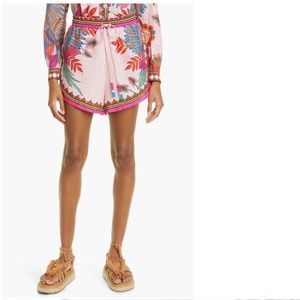 FARM Rio Pink Tropical Print High-Waist Shorts